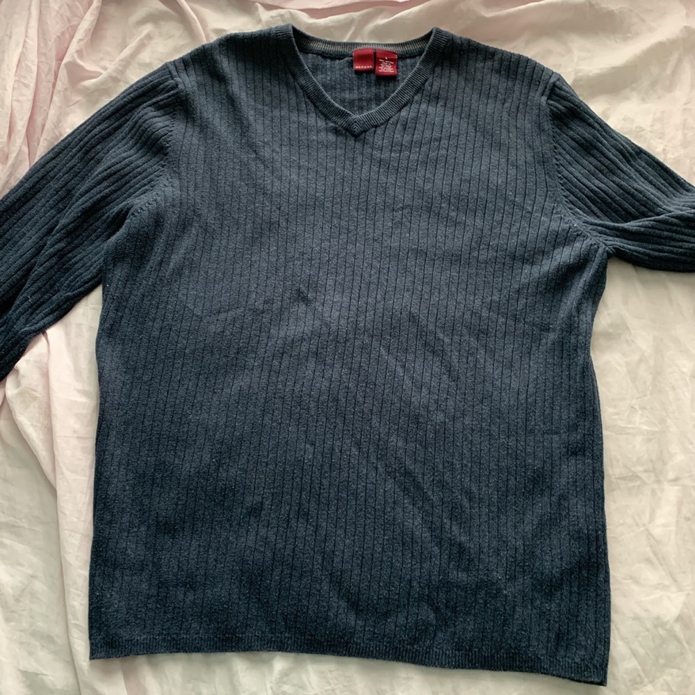 navy blue ribbed sweater